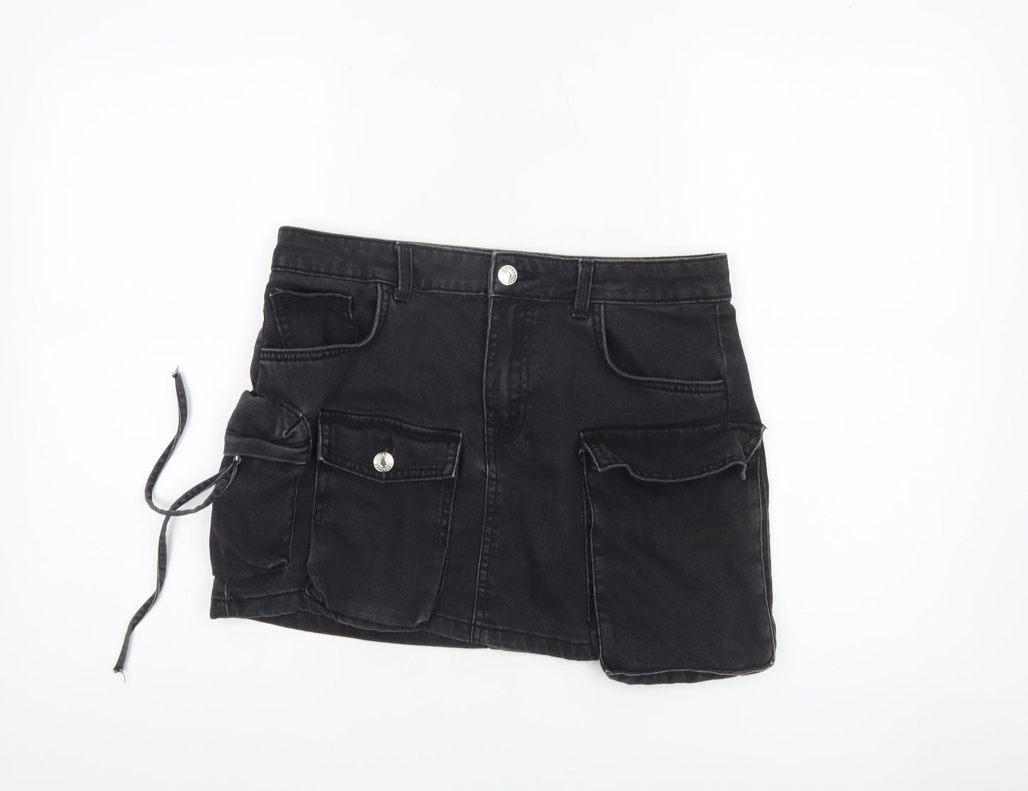 Womens UK Size 10 Bershka Cargo Denim Skirt