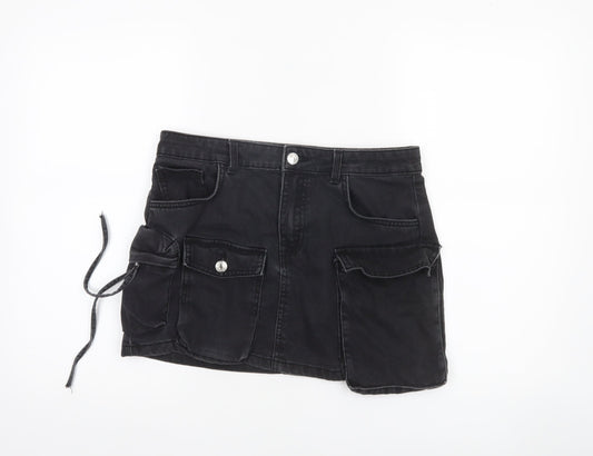 Womens UK Size 10 Bershka Cargo Denim Skirt