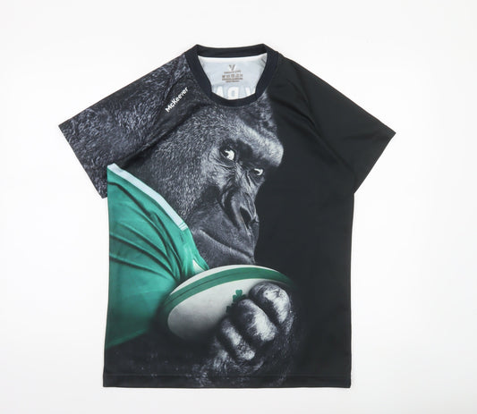 McKeever Boys Black Rugby Gorilla Graphic Short Sleeve Jersey T-Shirt 13 Years