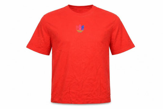 Front view of Adidas Men Red XL Crew Neck Cotton Embroidered Logo Sports T-Shirt