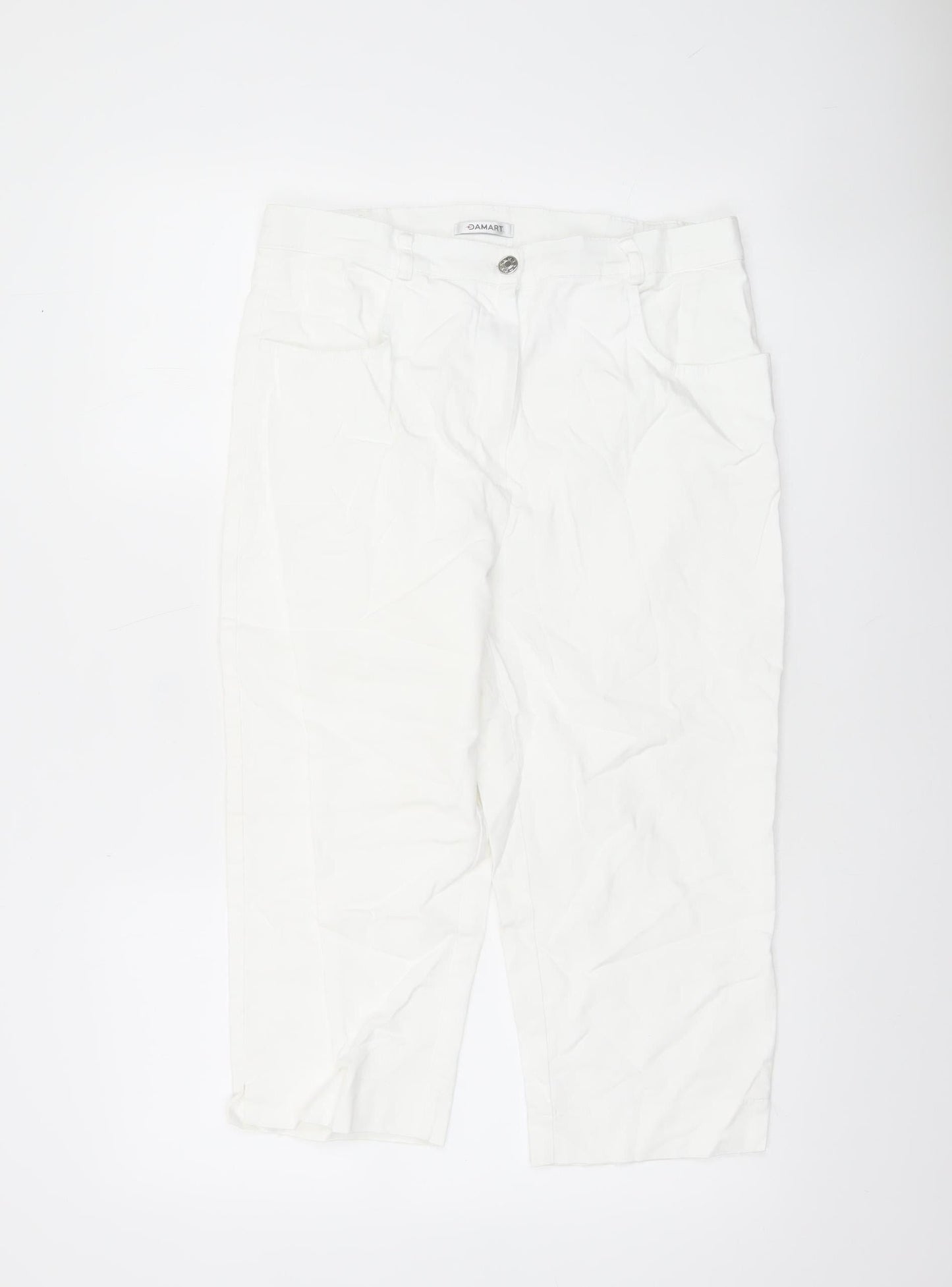 Womens UK Size 16 Damart Regular Fit Cropped White Trousers