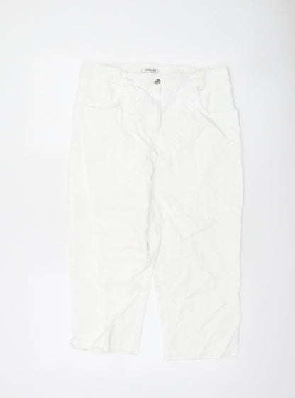 Womens UK Size 16 Damart Regular Fit Cropped White Trousers
