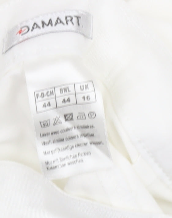 Womens UK Size 16 Damart Regular Fit Cropped White Trousers