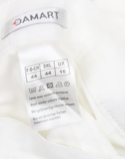 Womens UK Size 16 Damart Regular Fit Cropped White Trousers