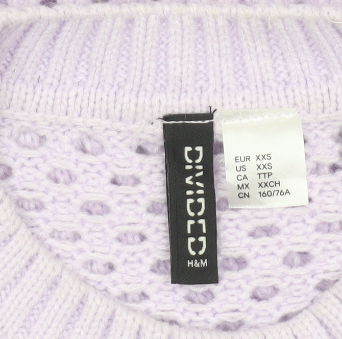 Womens UK Size 2XS H&M Purple Pullover Jumper