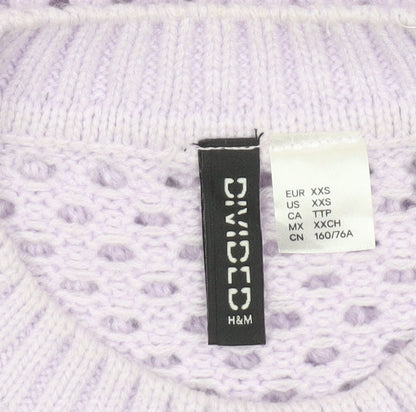 Womens UK Size 2XS H&M Purple Pullover Jumper