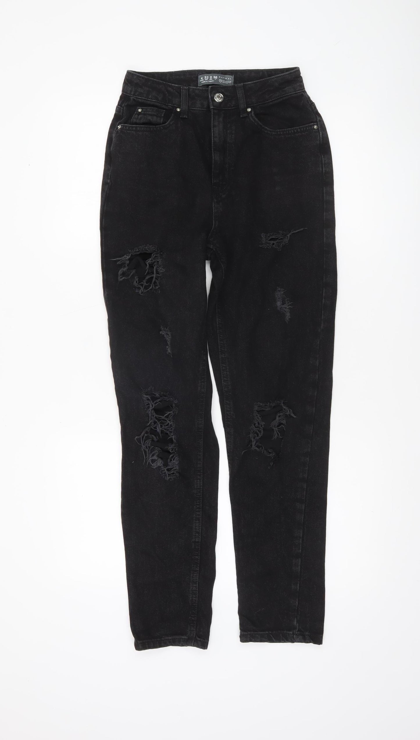 Womens UK Size 4 Primark Regular Fit Mom Black Jeans
