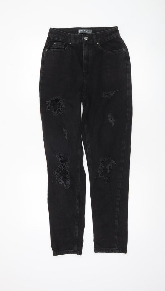 Womens UK Size 4 Primark Regular Fit Mom Black Jeans