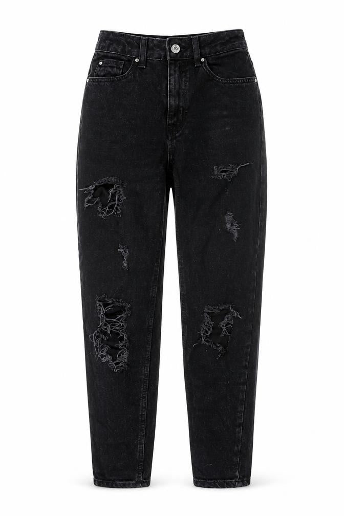 Womens UK Size 4 Primark Regular Fit Mom Black Jeans