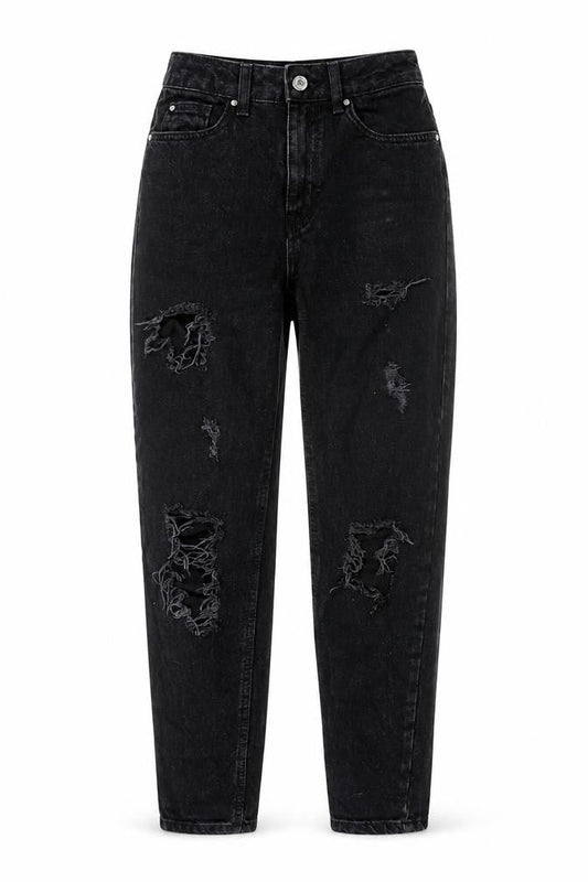 Womens UK Size 4 Primark Regular Fit Mom Black Jeans