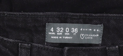Womens UK Size 4 Primark Regular Fit Mom Black Jeans