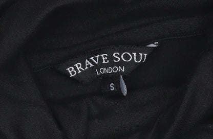 Womens UK Size S Brave Soul Black Basic T-Shirt