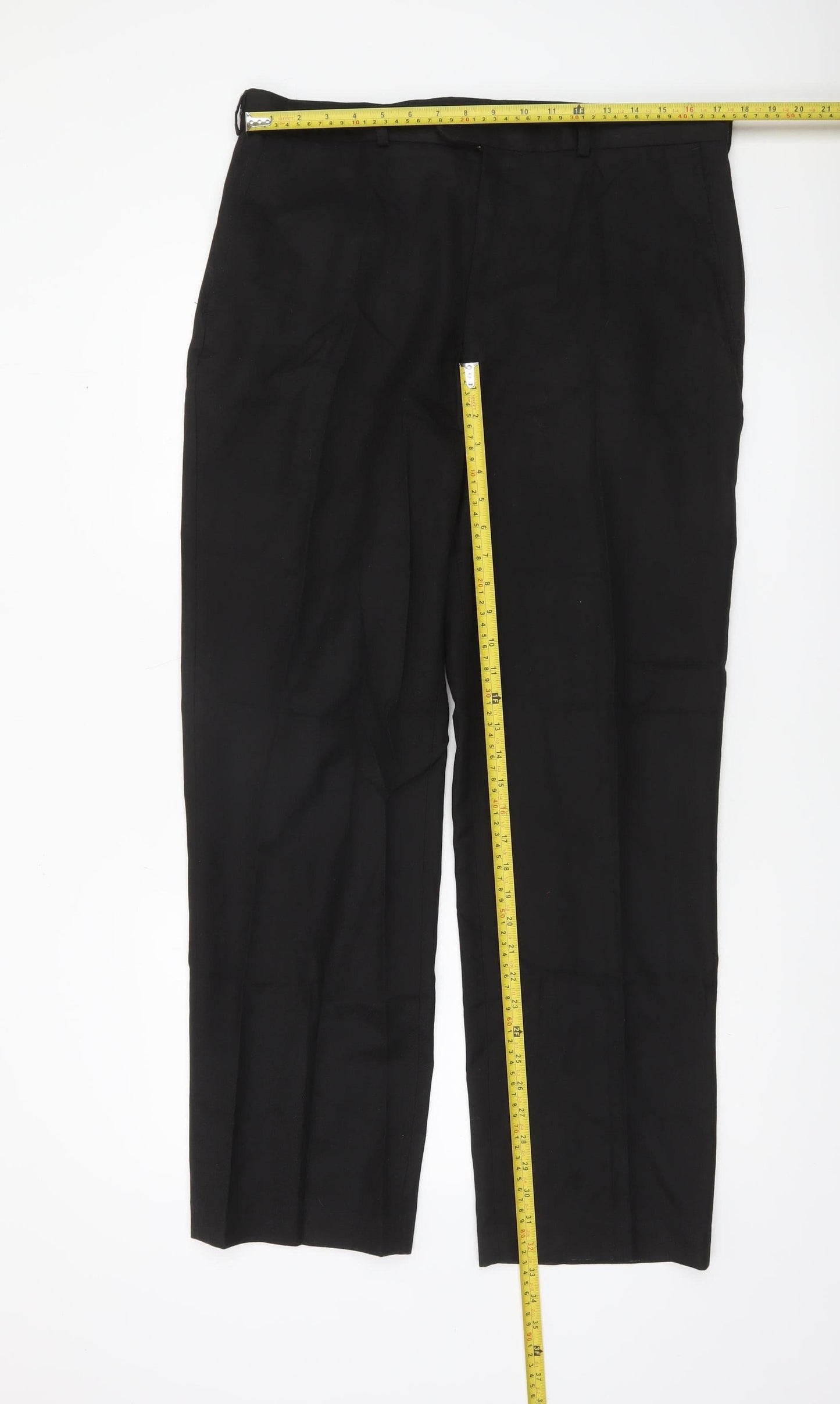 Mens UK Size L David Luke Regular Fit Dress Pants Black Trousers