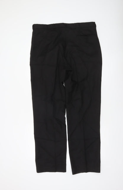 Mens UK Size L David Luke Regular Fit Dress Pants Black Trousers