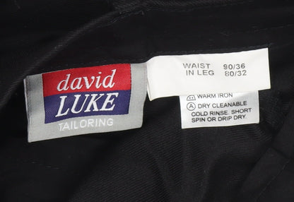 Mens UK Size L David Luke Regular Fit Dress Pants Black Trousers