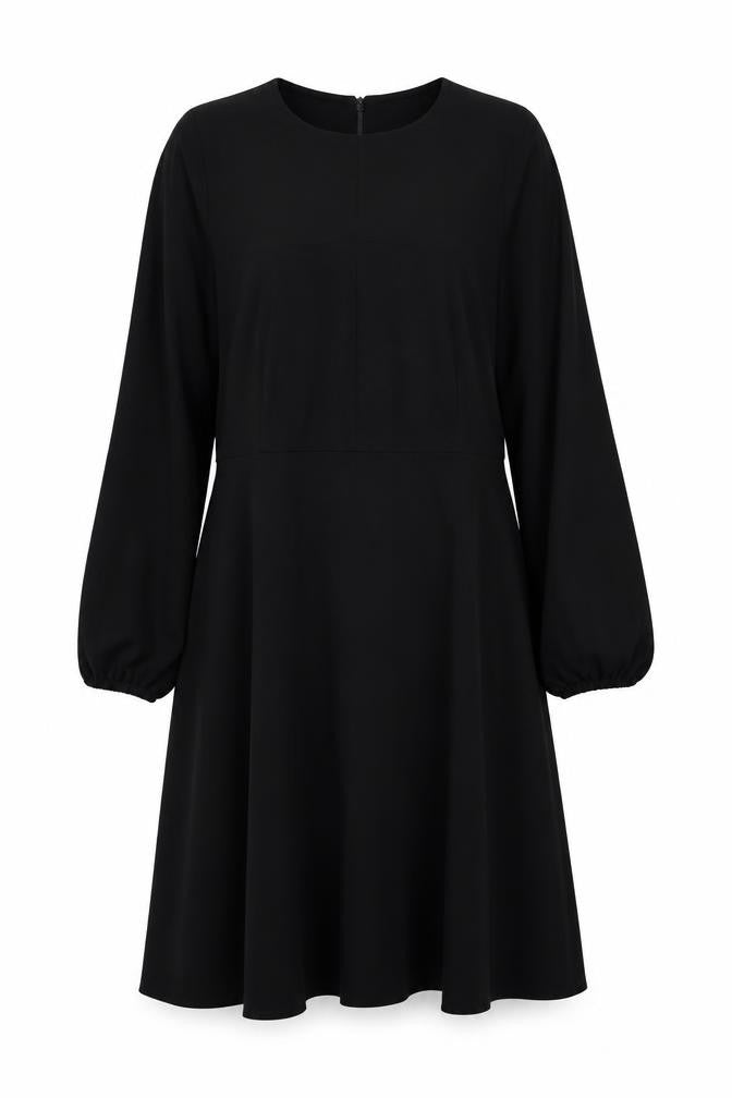 Front view of Lennon Courtney Black A-Line Long Sleeve Dress Women’s, size UK 14