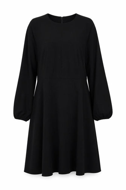 Front view of Lennon Courtney Black A-Line Long Sleeve Dress Women’s, size UK 14