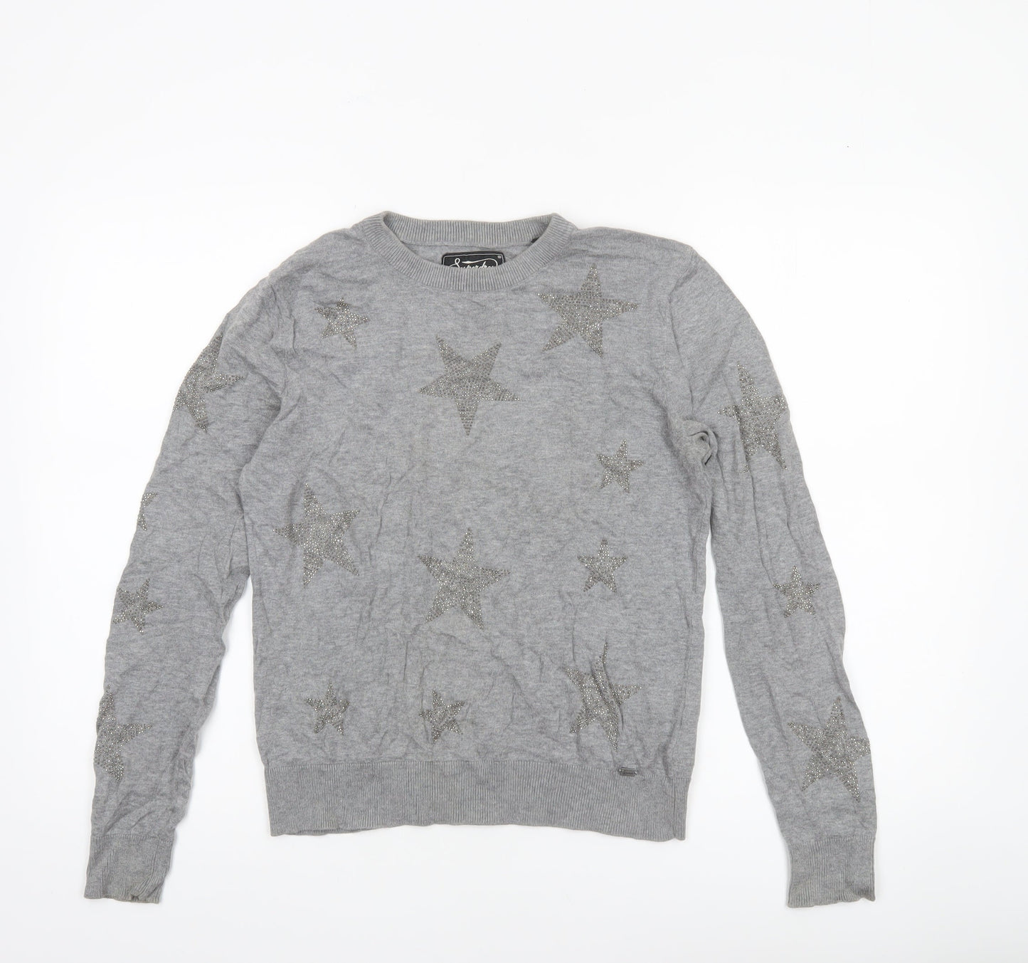 Womens UK Size XS Superdry Grey Pullover Jumper