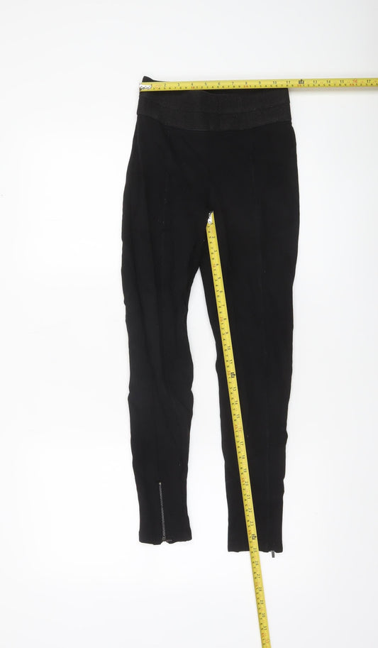 Womens UK Size XS Zara Basic Slim Fit Leggings Black Trousers