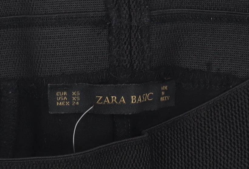 Womens UK Size XS Zara Basic Slim Fit Leggings Black Trousers