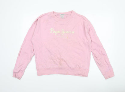 Womens UK Size L Pepe Jeans Pink Pullover Sweatshirt