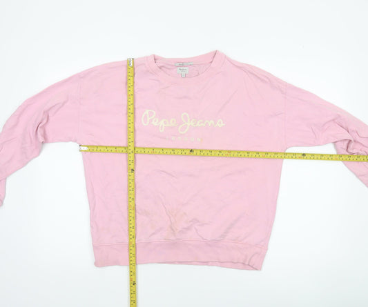 Womens UK Size L Pepe Jeans Pink Pullover Sweatshirt