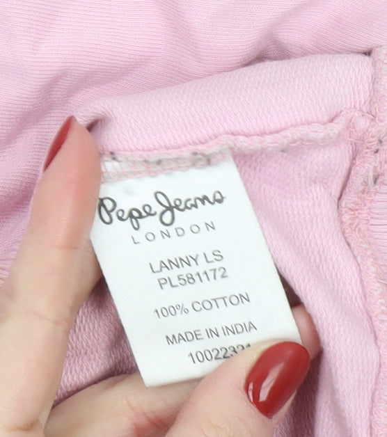 Womens UK Size L Pepe Jeans Pink Pullover Sweatshirt