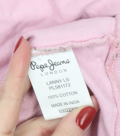Womens UK Size L Pepe Jeans Pink Pullover Sweatshirt