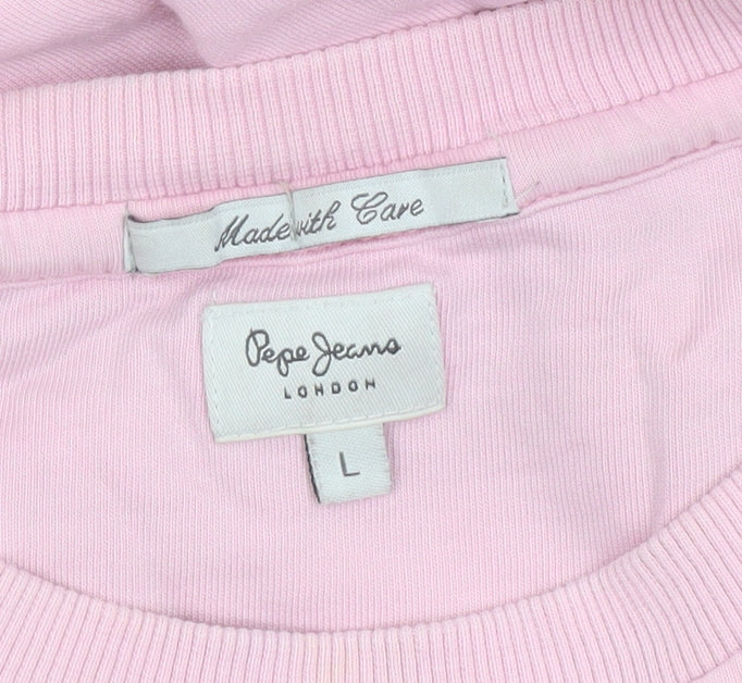 Womens UK Size L Pepe Jeans Pink Pullover Sweatshirt