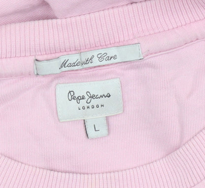 Womens UK Size L Pepe Jeans Pink Pullover Sweatshirt