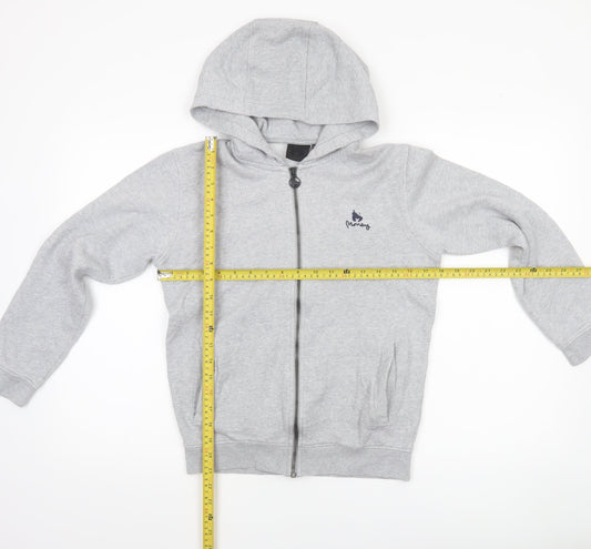 Money Boys Grey Full Zip Hoodie 12-13 Years Cotton Blend Casual