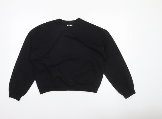 Sinsay Girls Black Pullover Sweatshirt 158cm Crew Neck Long Sleeve