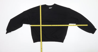 Sinsay Girls Black Pullover Sweatshirt 158cm Crew Neck Long Sleeve