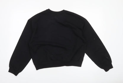 Sinsay Girls Black Pullover Sweatshirt 158cm Crew Neck Long Sleeve
