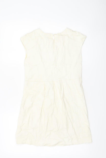 Zara Girls Ivory Floral Cotton Shift Dress 13-14 Years Spring Summer