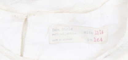 Zara Girls Ivory Floral Cotton Shift Dress 13-14 Years Spring Summer