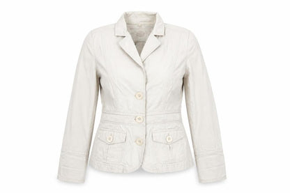 Front view of RJR.John Rocha Teens Beige Cotton Button Blazer Jacket, size 12, Years