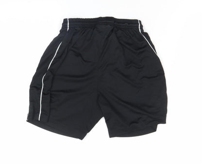 Surridge Boys Black Athletic Sports Shorts YTH Polyester Elastic Waist