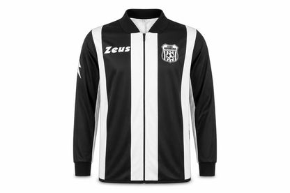 Front view of Zeus boys’ black football jersey long sleeve 2xs athletic top