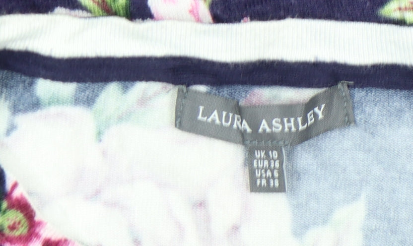 Womens UK Size 10 Laura Ashley Blue Tunic Button-Up