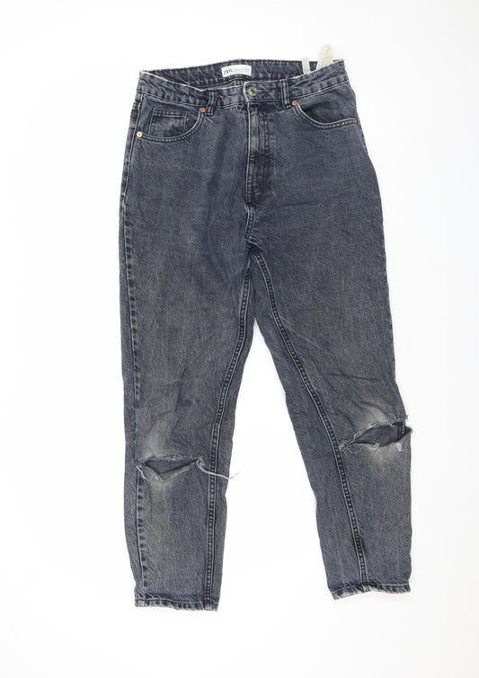 Womens UK Size 10 Zara Relaxed Fit Mom Grey Jeans