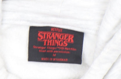 Mens UK Size M Stranger Things White Pullover Hoodie