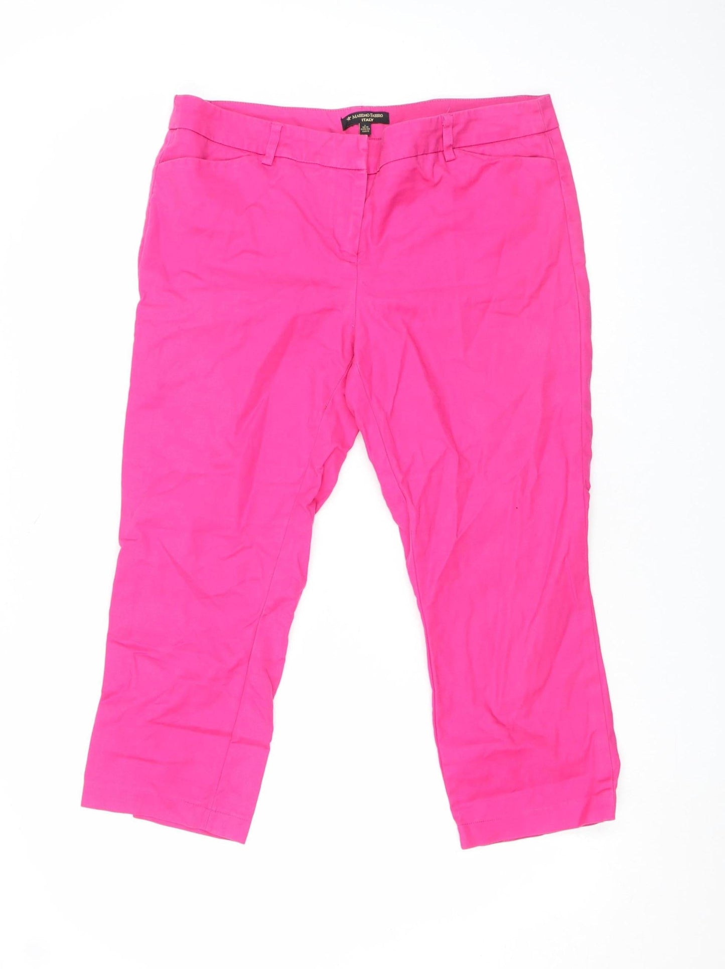 Womens UK Size 14 Massimo Fabbro Regular Fit Capri Pink Trousers