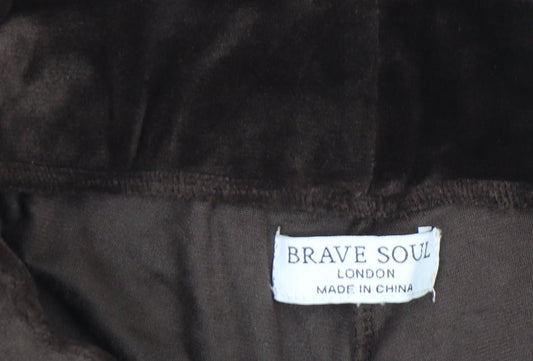 Womens UK Size M Brave Soul Regular Fit Casual Travel Workwear Brown Trousers