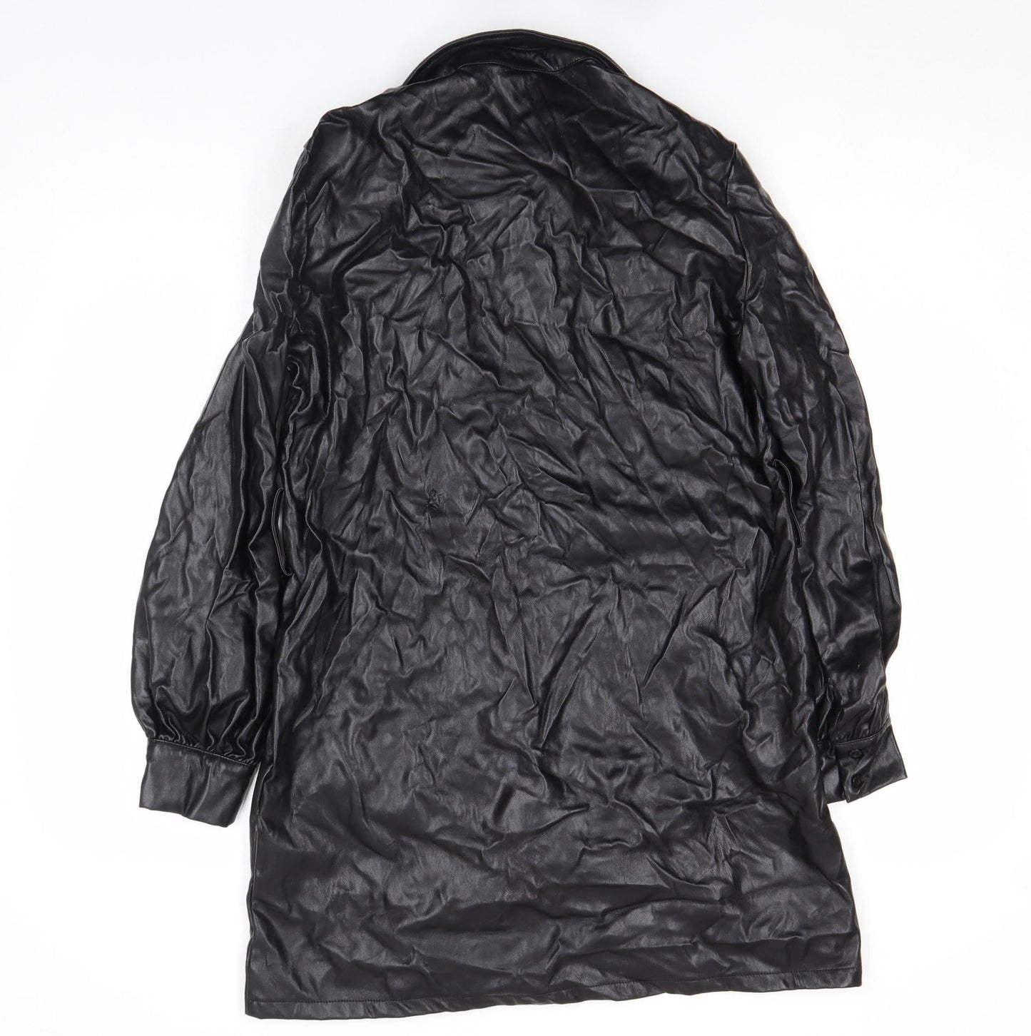 Womens UK Size 8 PRETTYLITTLETHING Black Trench Coat