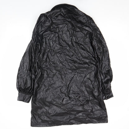 Womens UK Size 8 PRETTYLITTLETHING Black Trench Coat