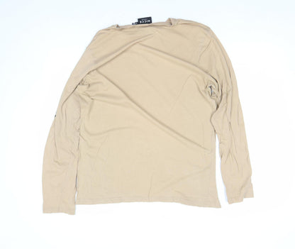 NICCE London Men's Beige Long Sleeve Cotton T-Shirt Size S