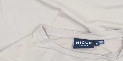 NICCE London Men's Beige Long Sleeve Cotton T-Shirt Size S