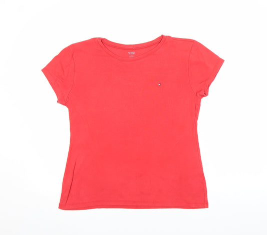 Womens UK Size S Tommy Hilfiger Red Basic T-Shirt