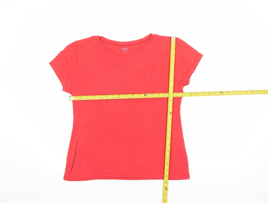 Womens UK Size S Tommy Hilfiger Red Basic T-Shirt